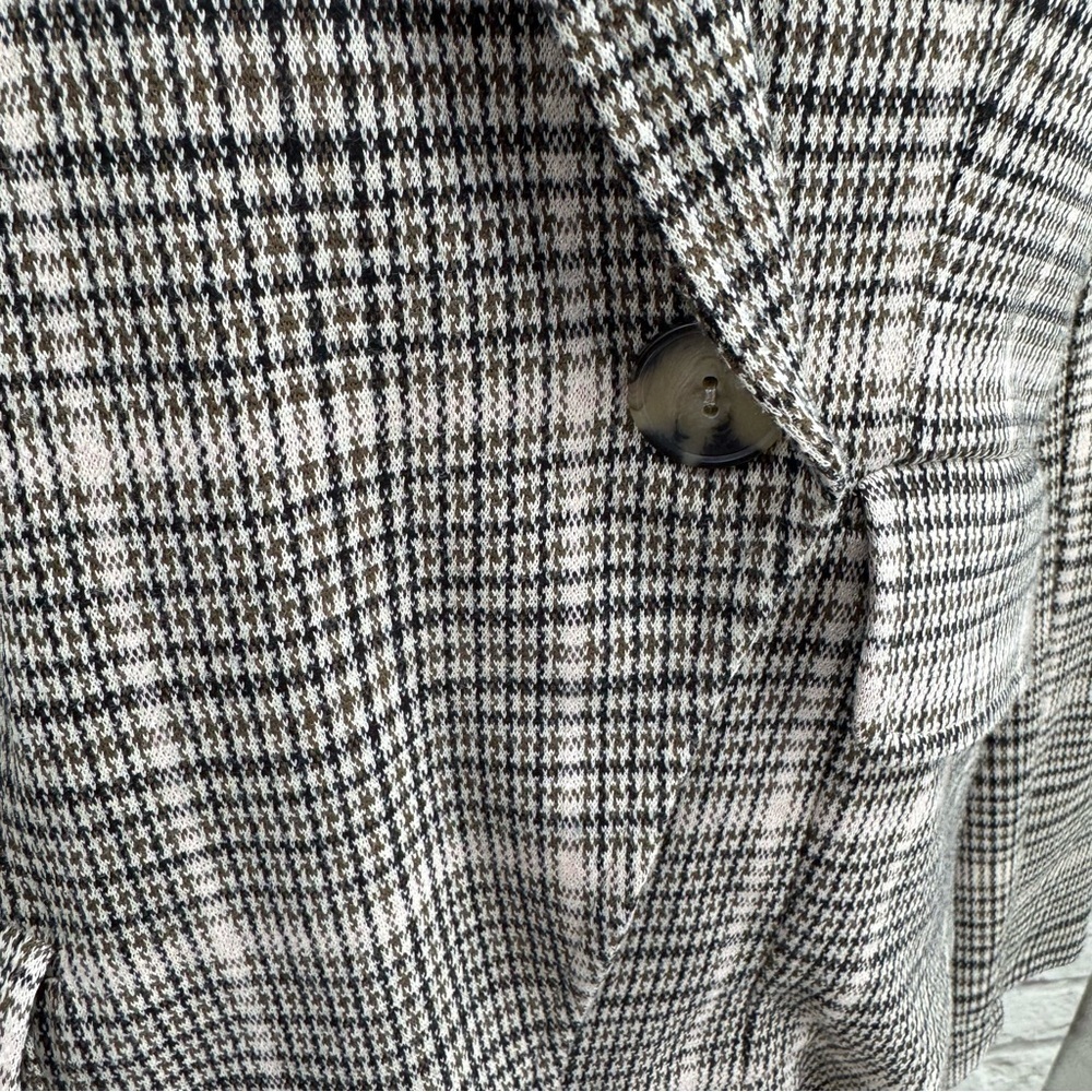 Anthropologie Maeve Collegiate Plaid Knit Blazer Jacket Asymmetrical Small EUC - Picture 3 of 16